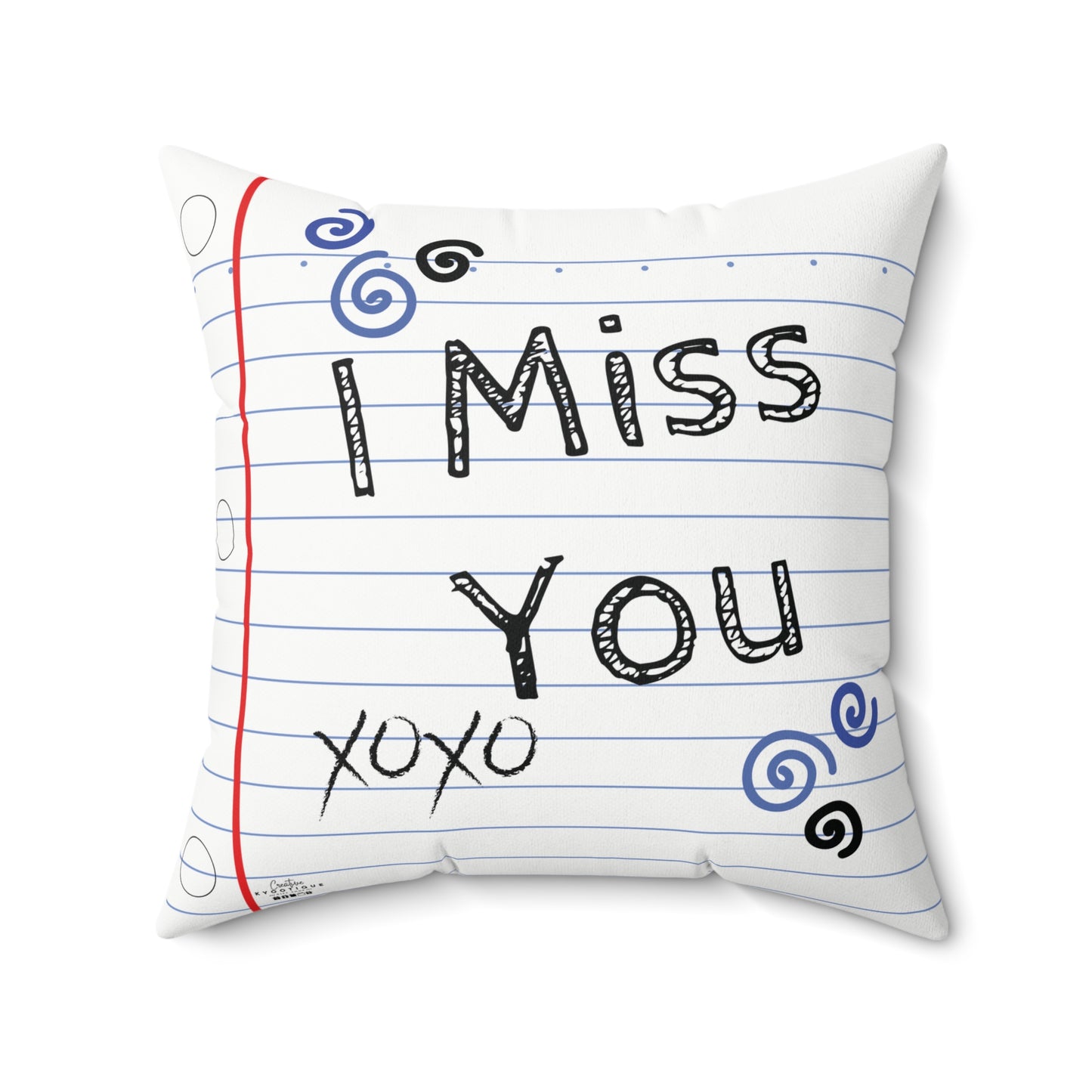 I Miss You Throw Pillow (Blue)
