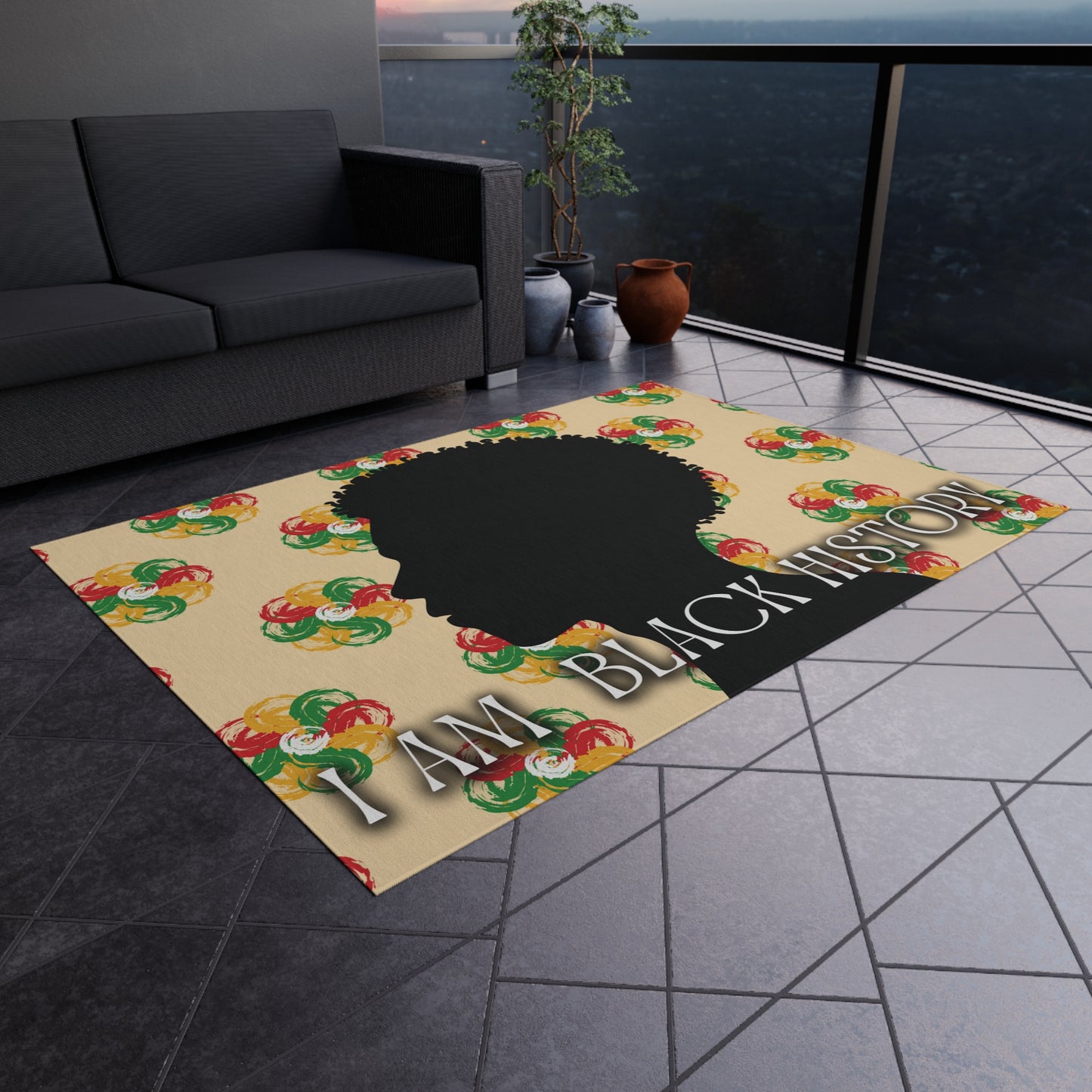 I Am Black History Outdoor Rug (Male)