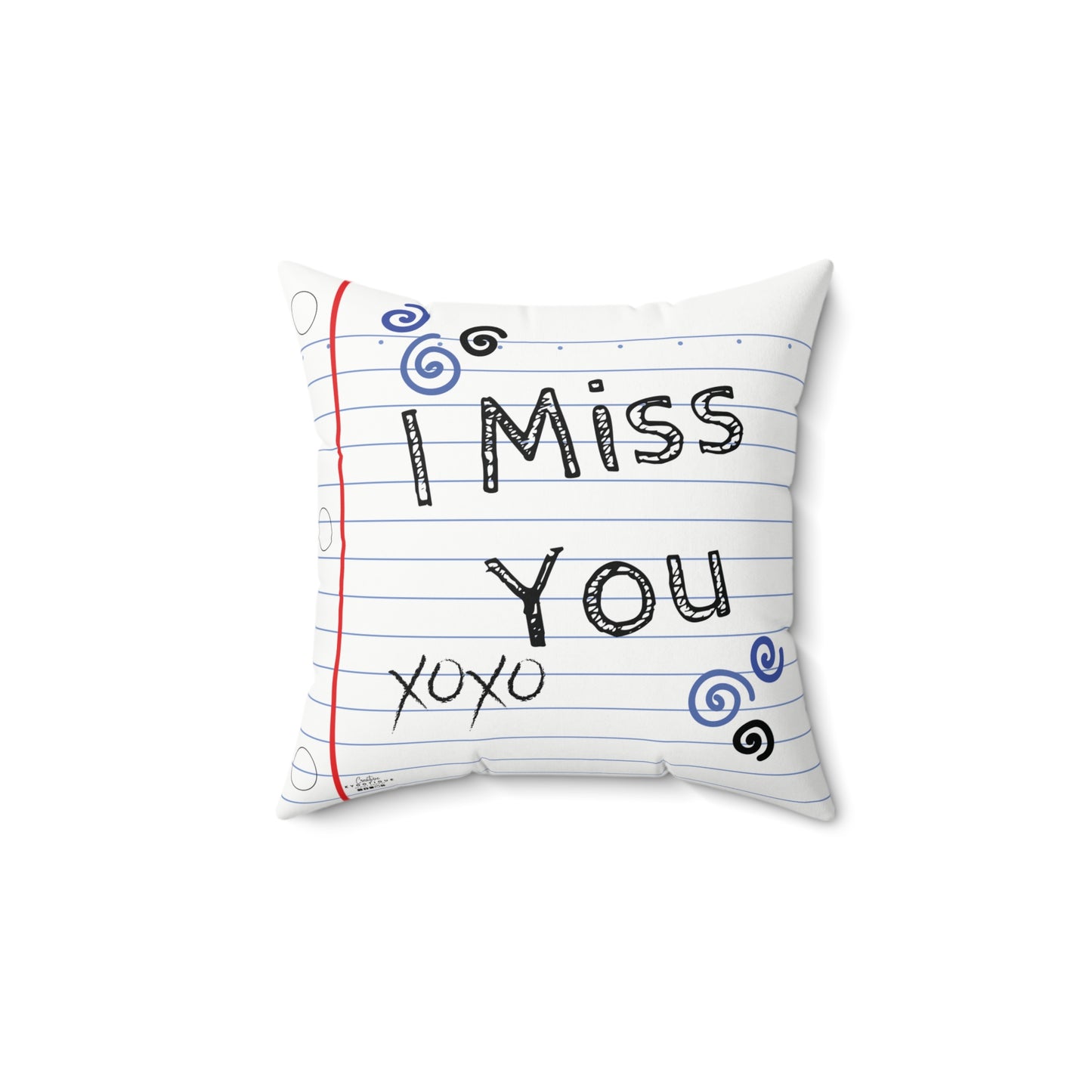 I Miss You Throw Pillow (Blue)