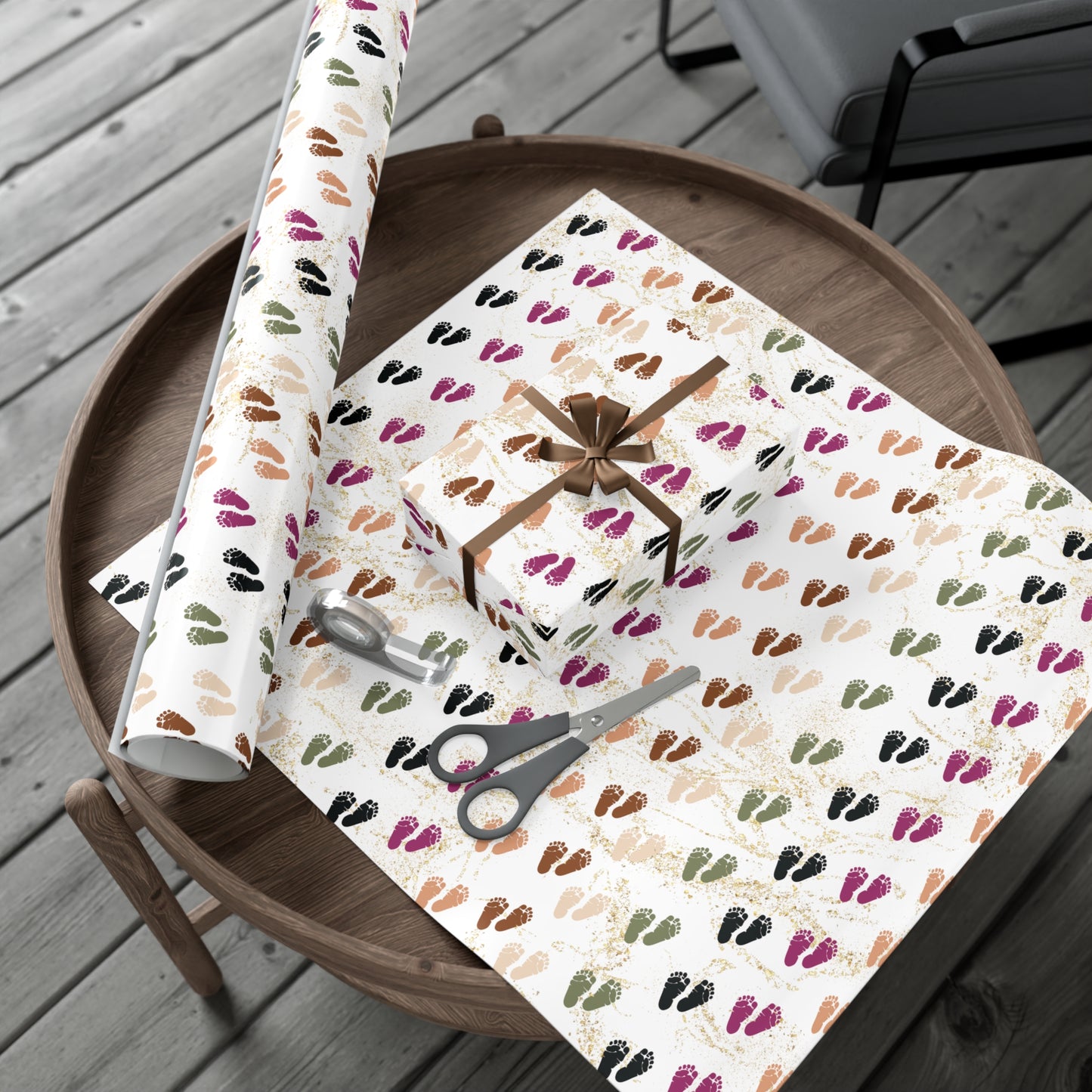 Gender Neutral Footprints Gift Wrap