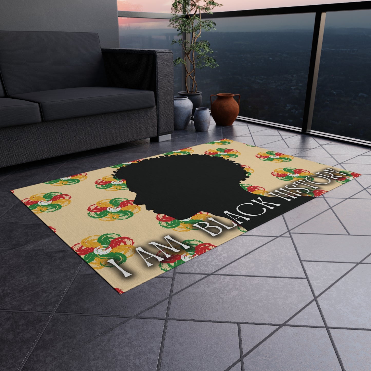 I Am Black History Outdoor Rug (Male)