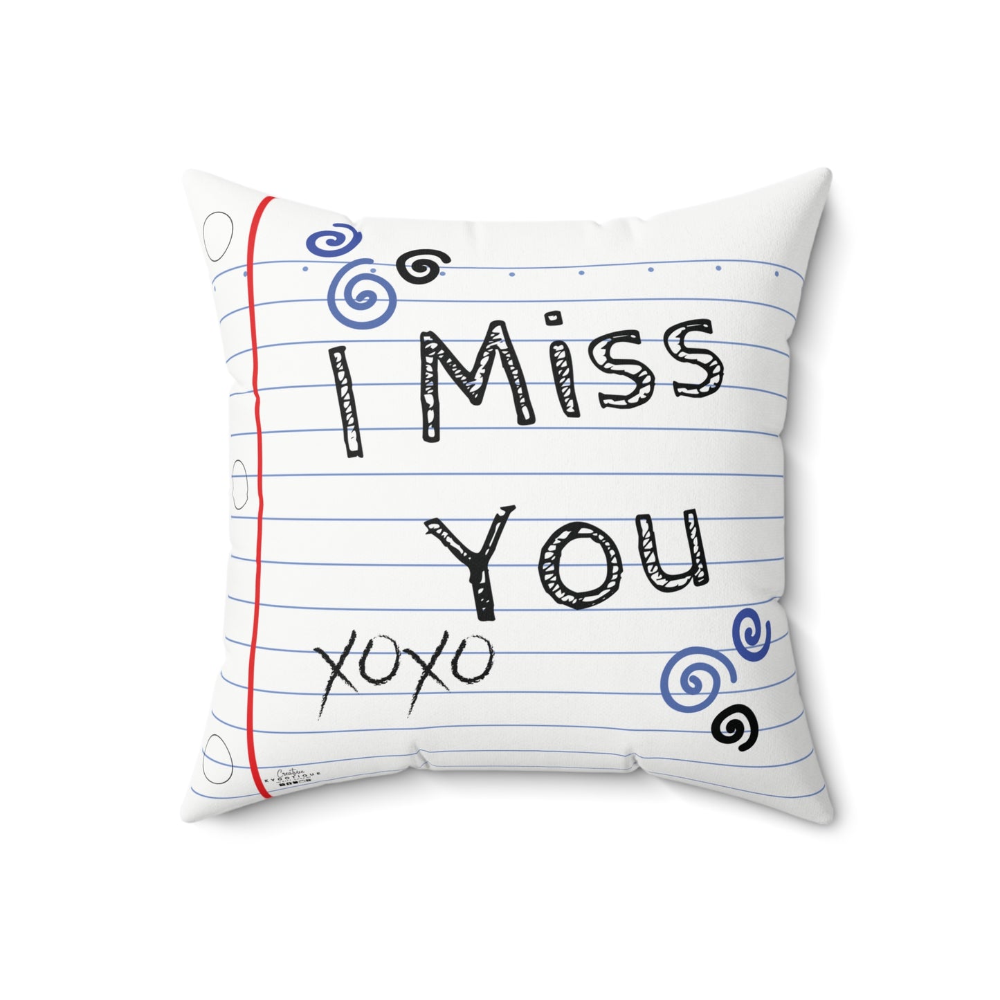 I Miss You Throw Pillow (Blue)