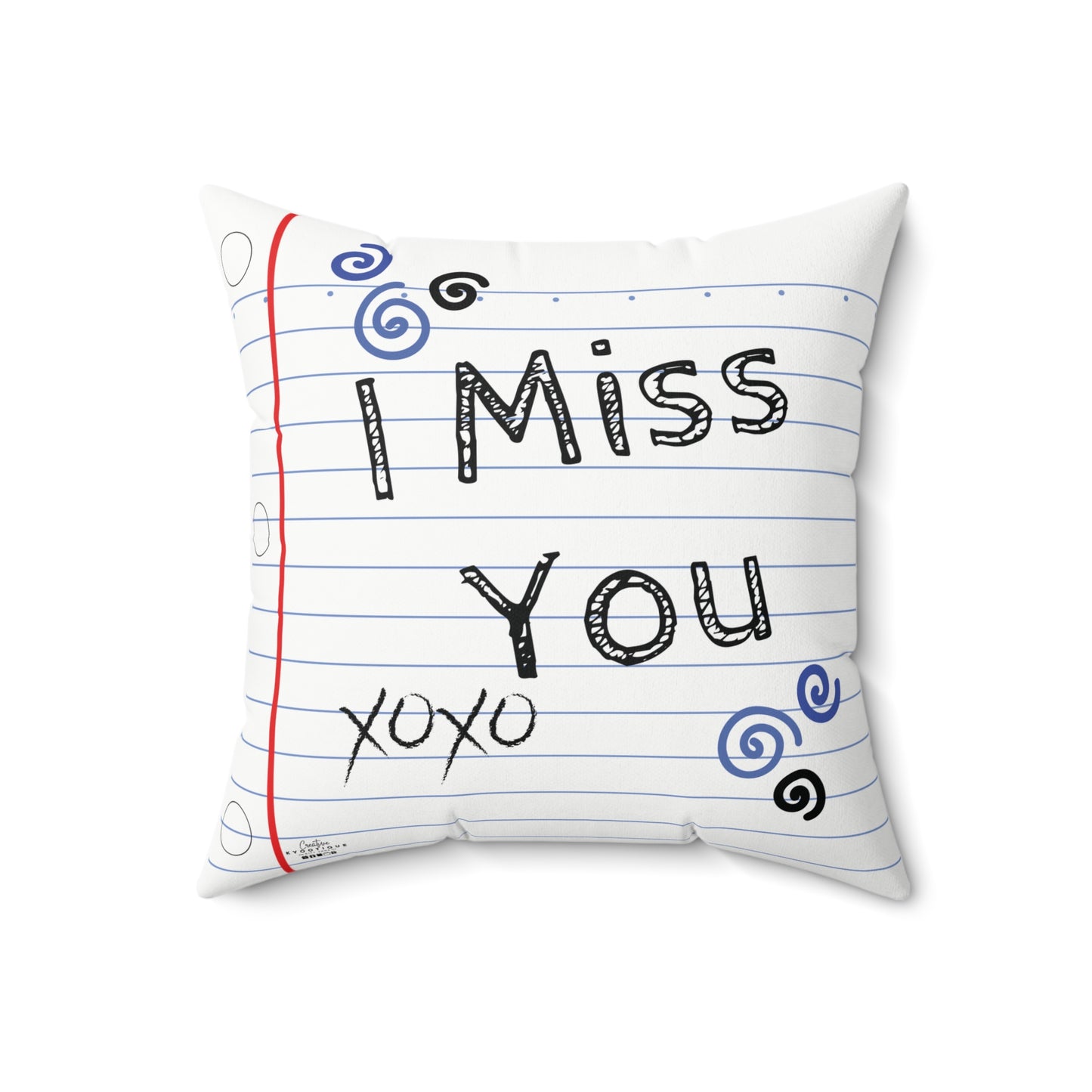 I Miss You Throw Pillow (Blue)