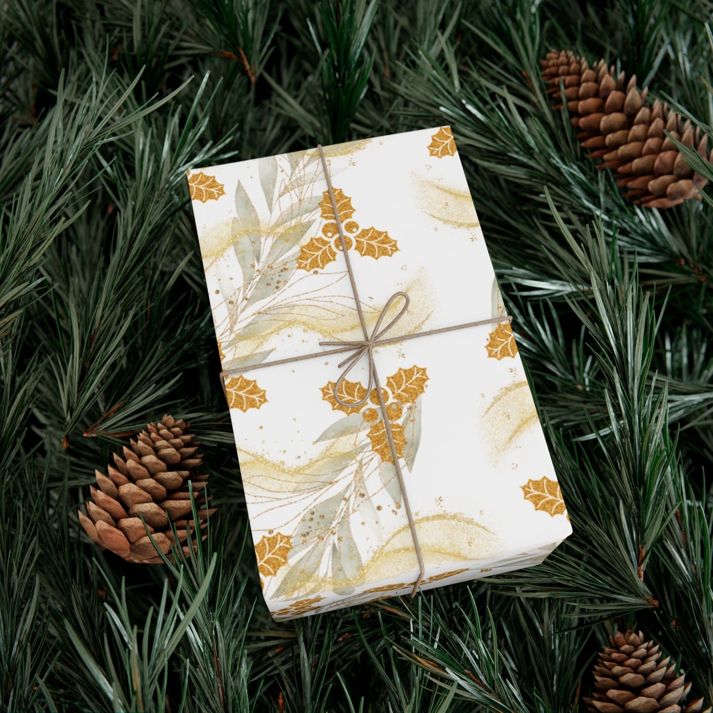Golden Holly Gift Wrap