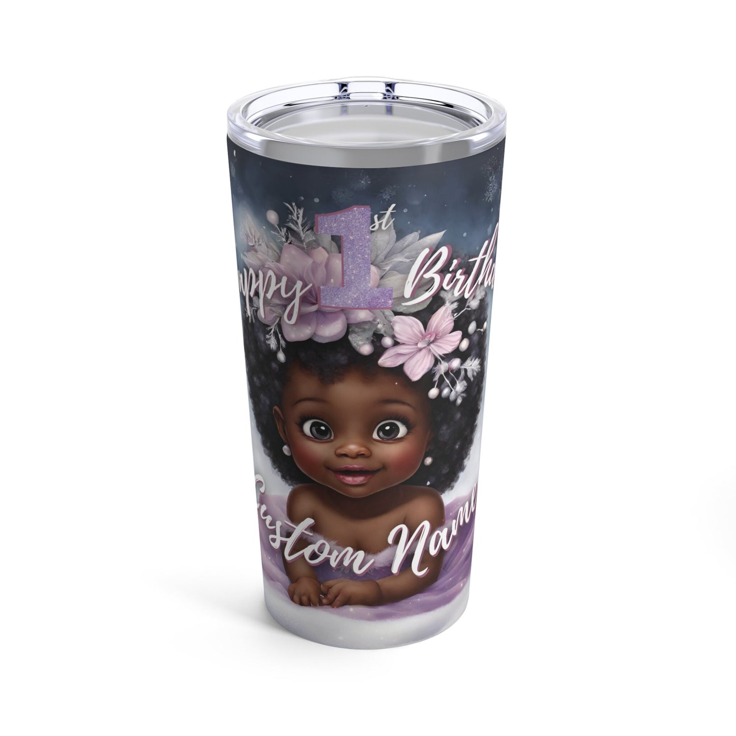 Personalized Happy 1st Birthday Tumbler 20oz