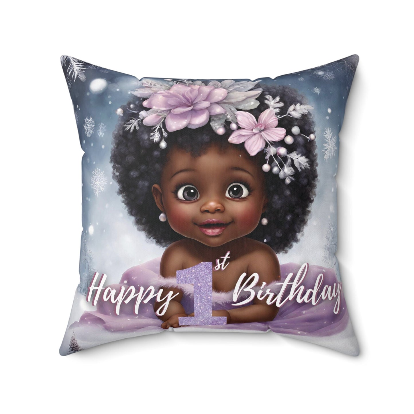 Winter 1st Birthday Pillow