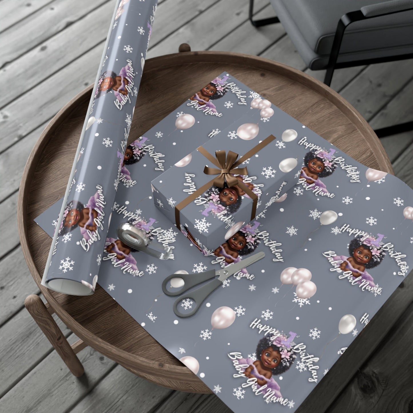 Personalized 1st Winter Birthday Gift Wrap
