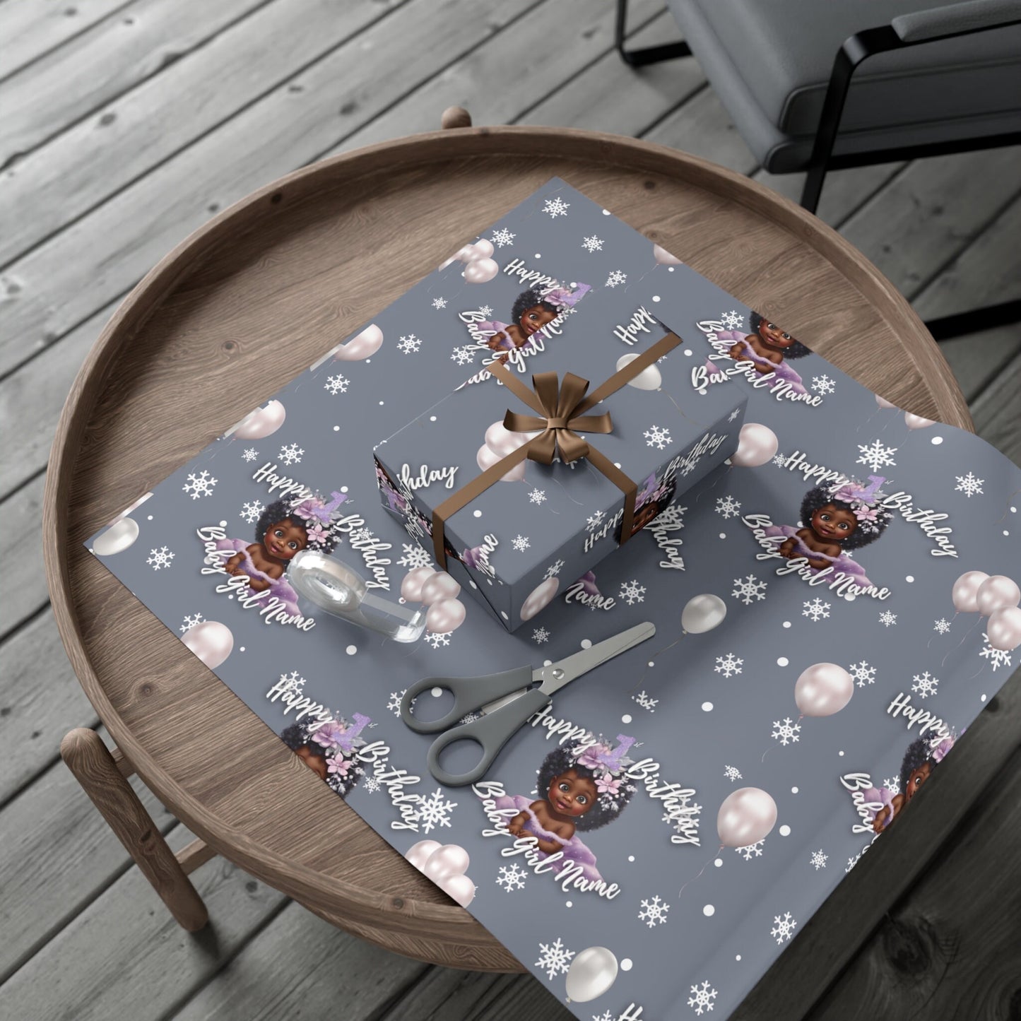 Personalized 1st Winter Birthday Gift Wrap