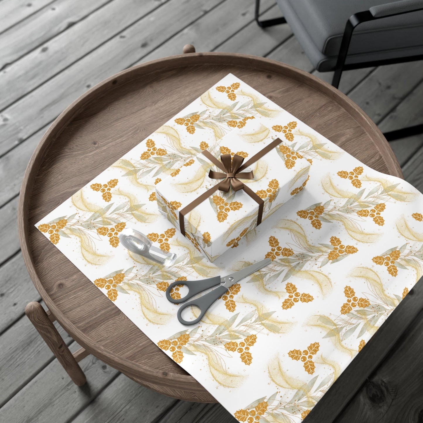 Golden Holly Gift Wrap