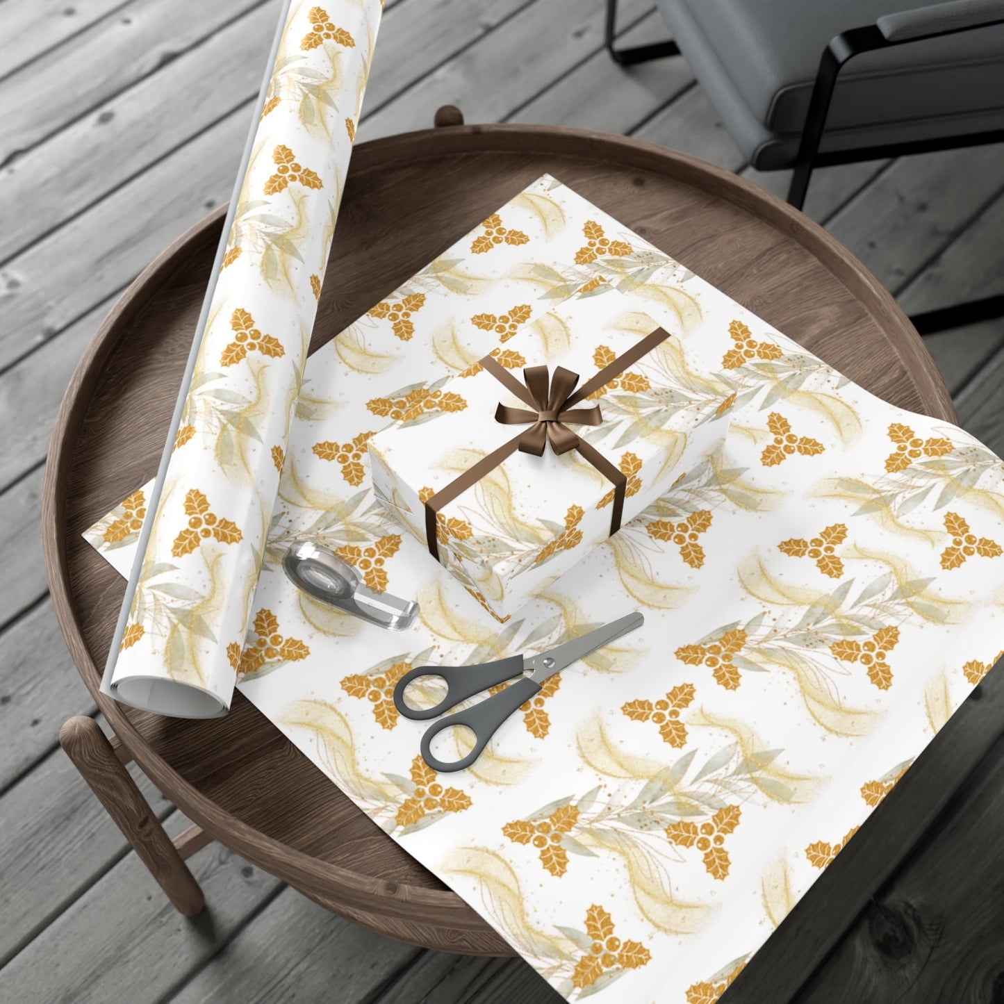 Golden Holly Gift Wrap