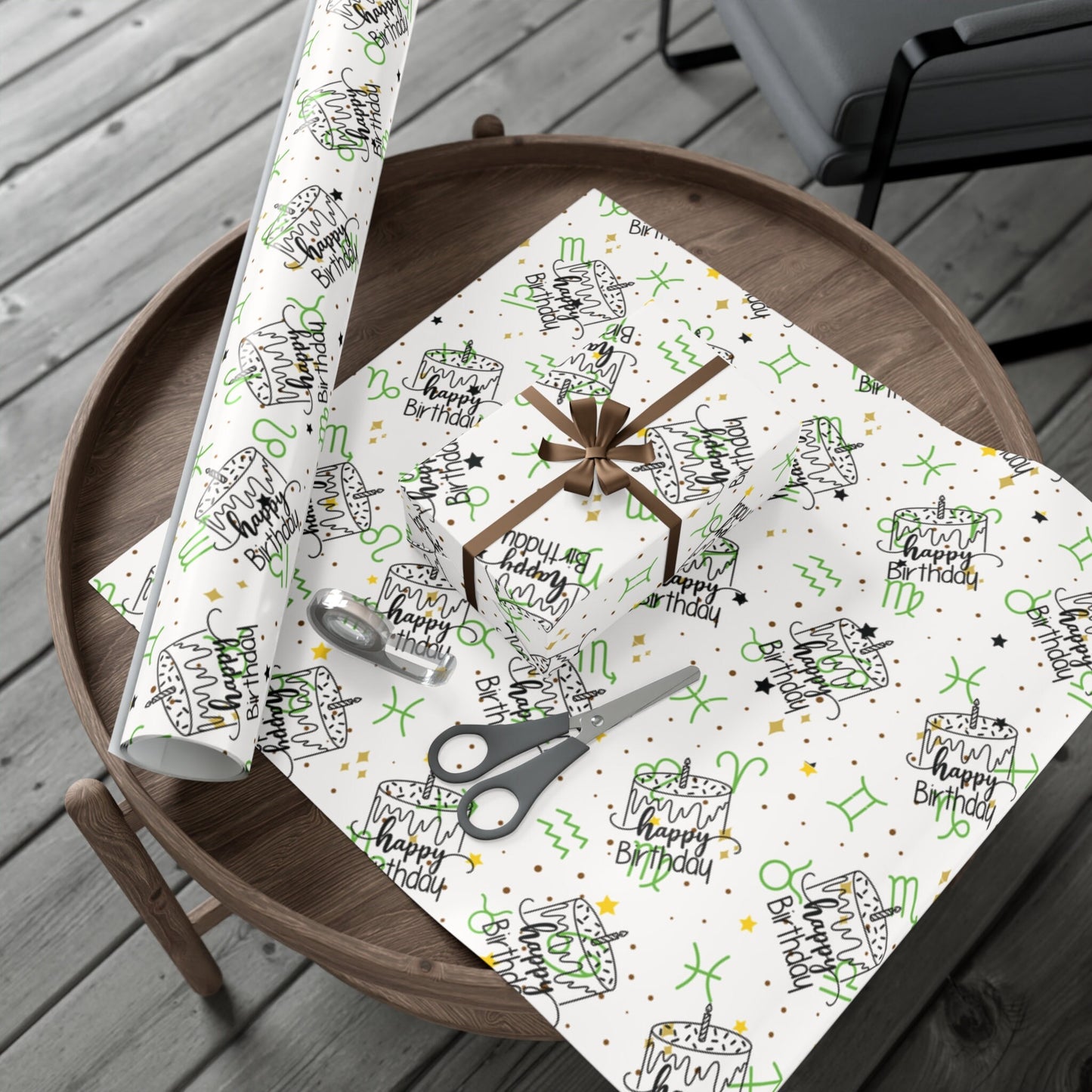 Zodiac Birthday Cake Gift Wrap