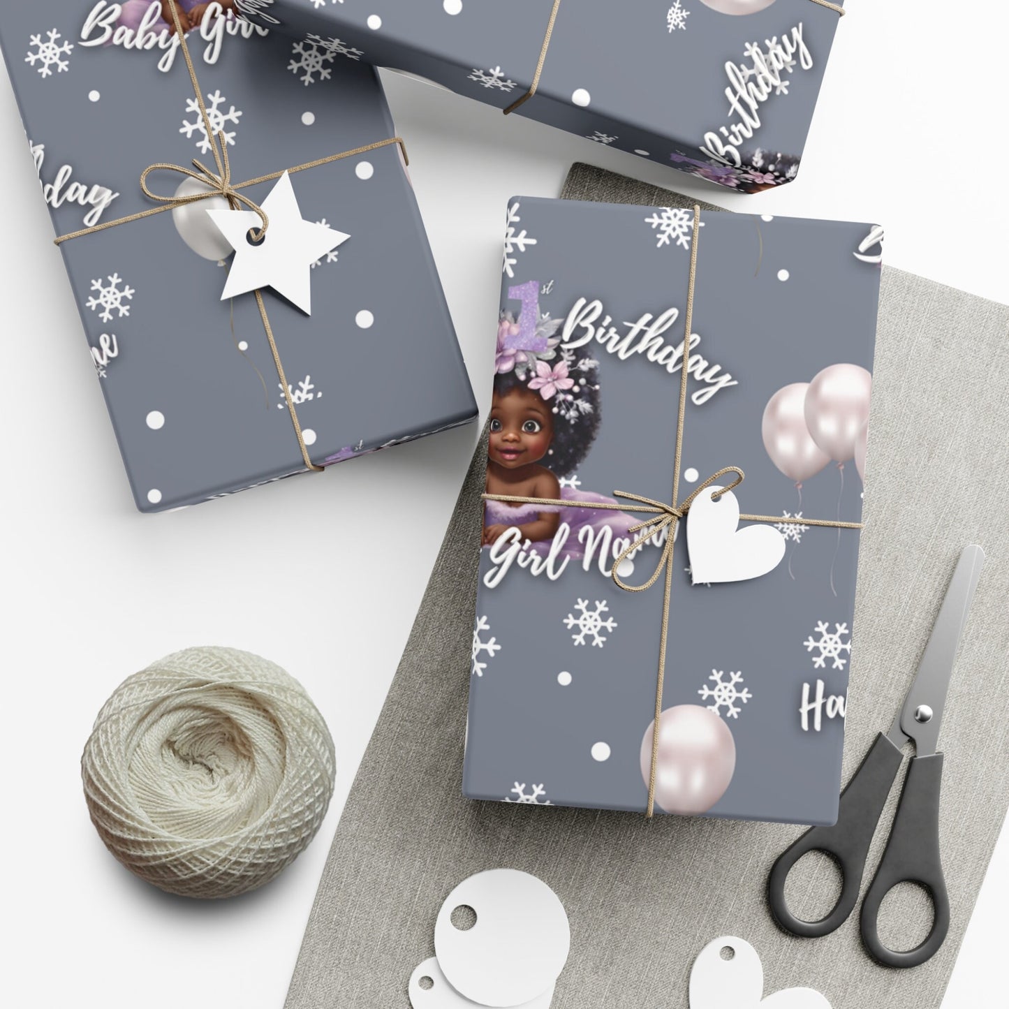 Personalized 1st Winter Birthday Gift Wrap