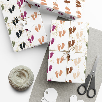 Gender Neutral Footprints Gift Wrap