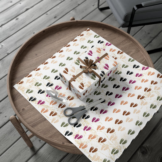 Gender Neutral Footprints Gift Wrap