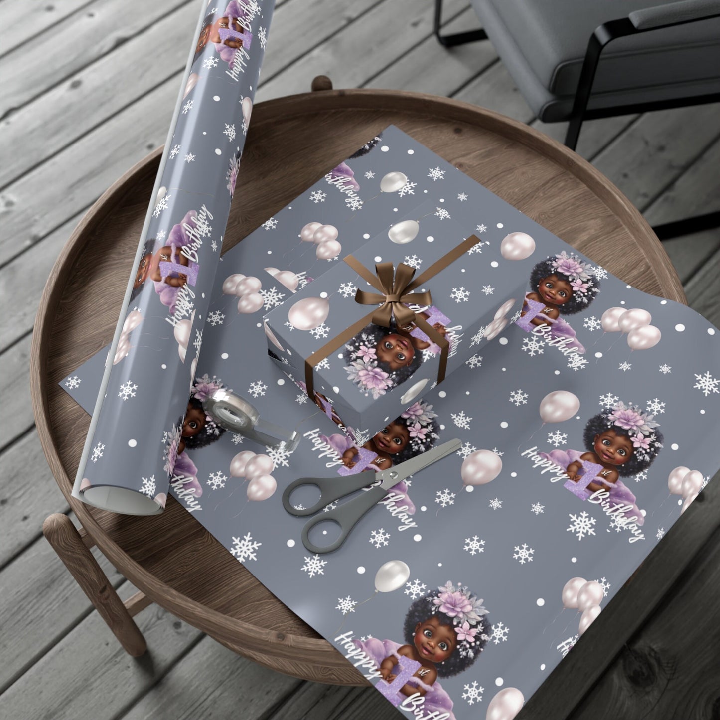 Happy 1st Winter Birthday Gift Wrap