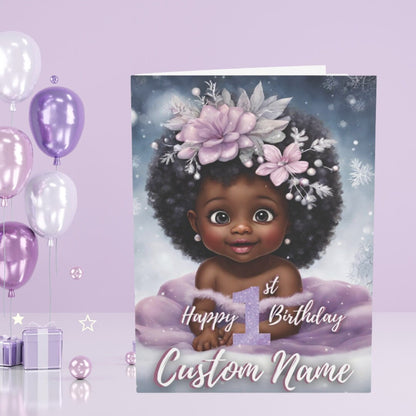 Personalize Happy 1st Winter Birthday Card