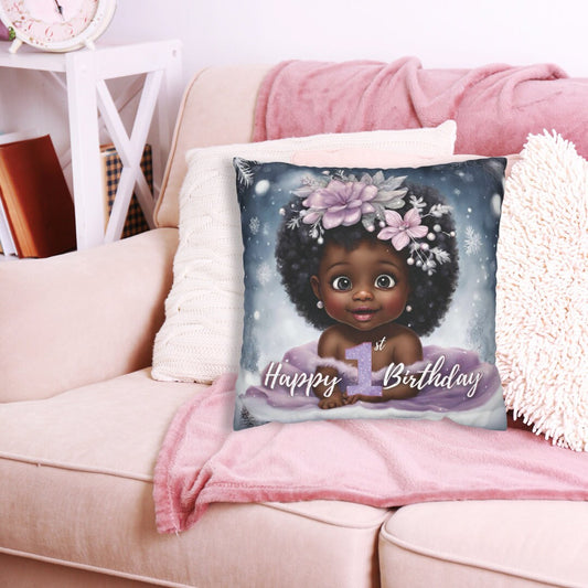 Winter 1st Birthday Pillow