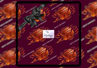 Flaming Basketballs Gift Wrap