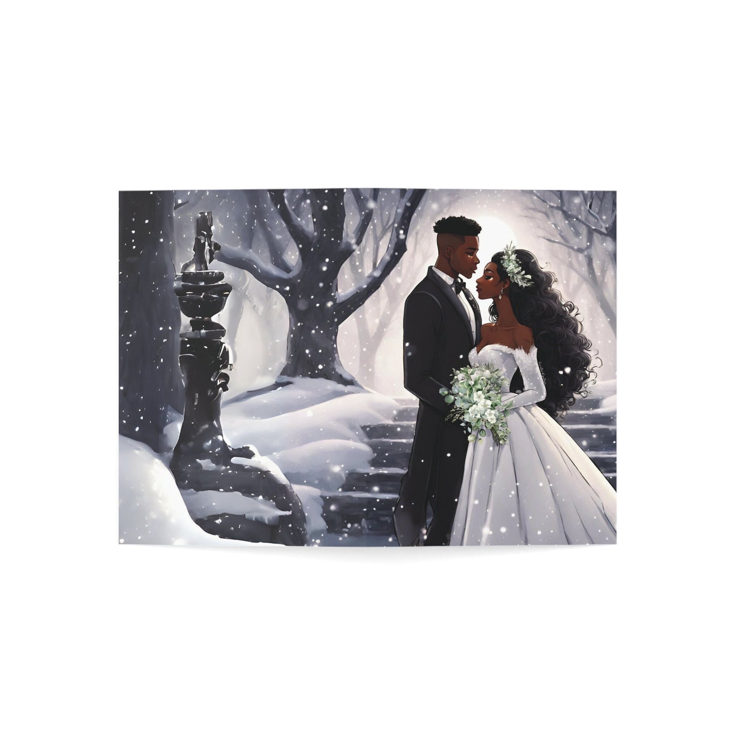 Black Love Winter Bliss Wedding Card