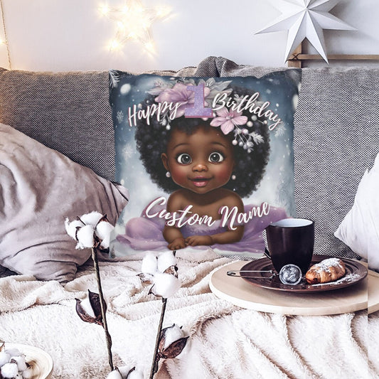 Personalized Winter 1st Birthday Pillow