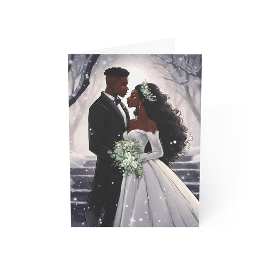 Black Love Winter Bliss Wedding Card