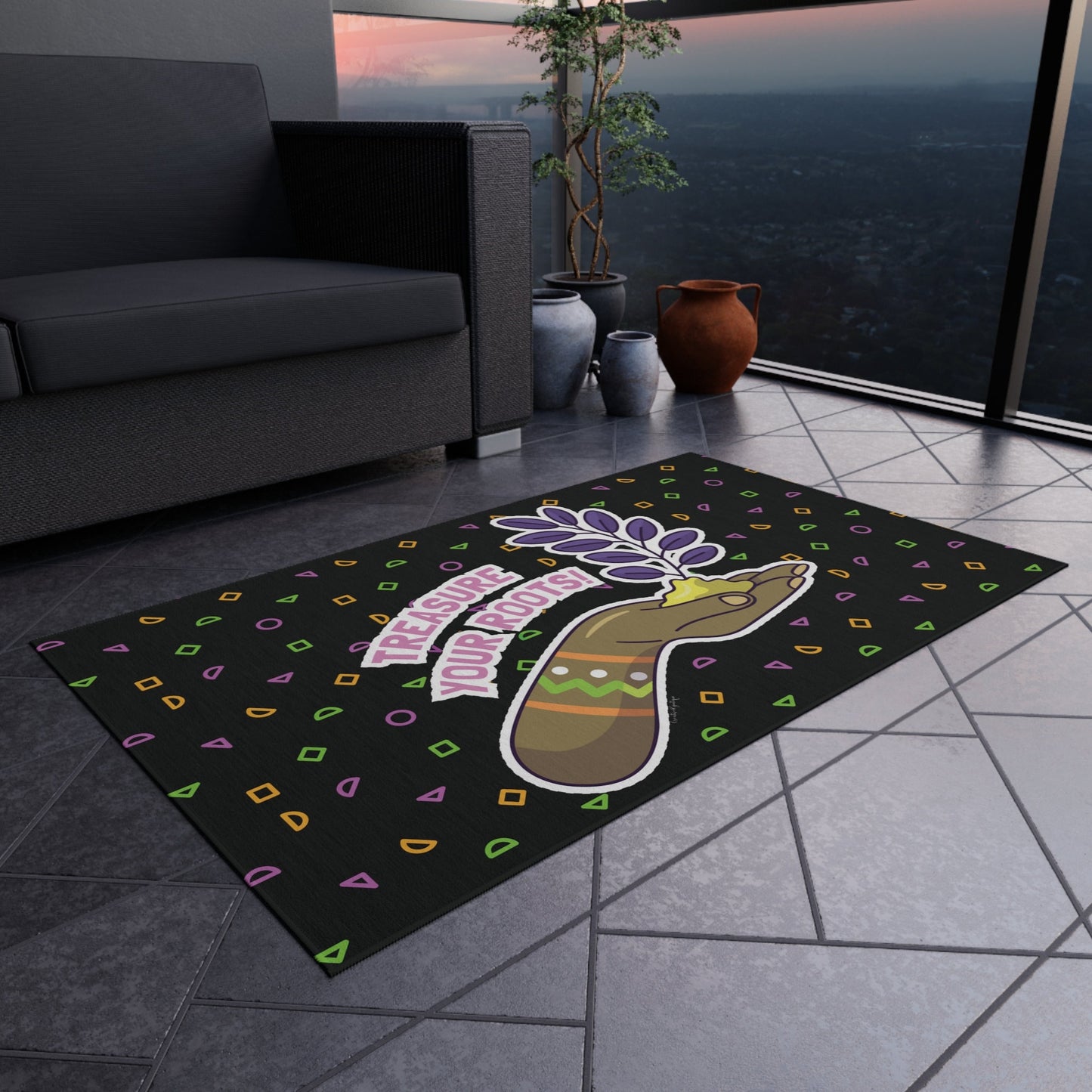 Treasure Your Roots Rug (Black)